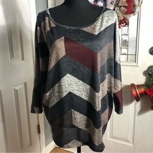 Multicolor Dolman Sleeves Top Size 2X